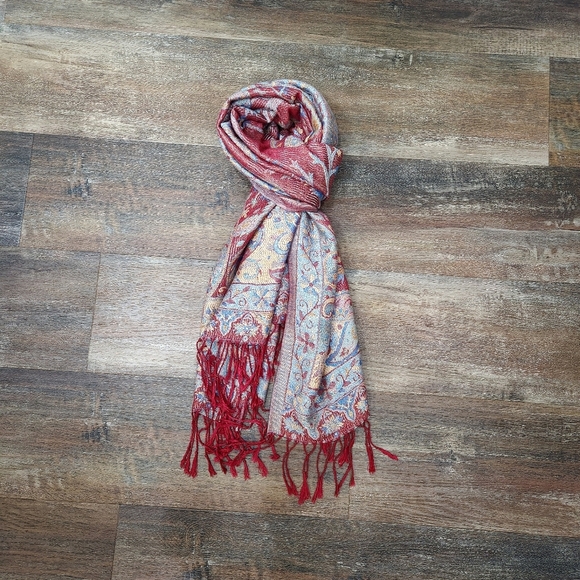 PASHMINA PAISLEY SCARF WITH FRINGE - Picture 5 of 9